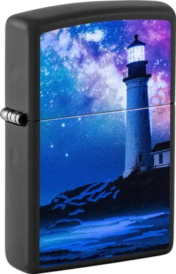 Produktbild von Zippo Benzinfeuerzeug Leuchtturm Design Schwarz Matt - Lebendl.