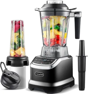 Produktbild von Standmixer 2000 W Amzchef ZM5003 Hochleistungsmixer mit 1,85 L Behälter und 600 ml Mixflasche, 6 Edelstahlklingen, 22.000 U/min, 4 Programme, BPA