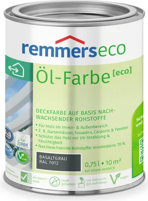 Produktbild von Remmers Öl-Farbe [eco] basaltgrau (RAL 7012) 0,75 l, Holzlack