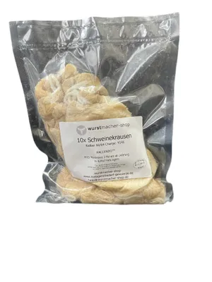 Produktbild von Schweinekrausen Kaliber 60/64 abgebunden - Naturdarm 10 Stück im Beutel | wurstmacher-shop
