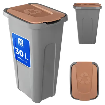 Immagine prodotto di KADAX Contenitore per rifiuti per la raccolta differenziata da 30 l con coperchio Marrone