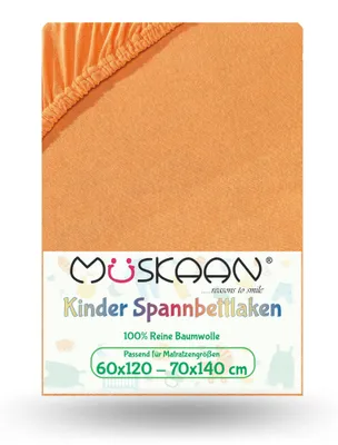 Produktbild von Jersey Kinder Spannbettlaken 60x120 cm - 70x140 cm Orange 100% Baumwolle