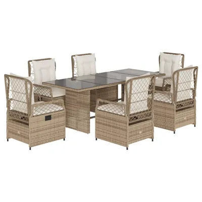 Produktbild von vidaXL 7-tlg. Garten-Essgruppe mit Kissen Beige Poly Rattan