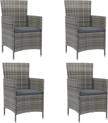 Produktbild von Gartenstühle mit Kissen 4 Stk. Poly Rattan Grau