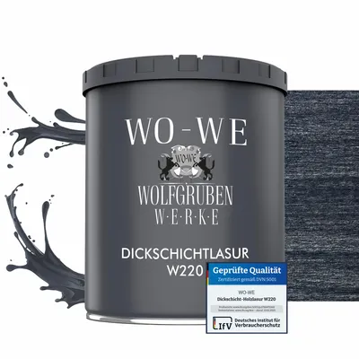Produktbild von Dickschichtlasur 2in1 Holzlasur Holzschutzlasur außen und innen W220 Ebenholz - 750ml