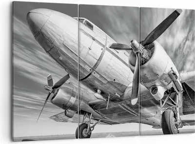Produktbild von Bild auf Leinwand - Leinwandbild - 3 Teile - Flugzeug Retro Flugzeug - 105x70cm - Wand Bild - Wanddeko - Wandbilder - Leinwanddruck - Bilder - Wanddekoration - Leinwand bilder - CE105x70-4952
