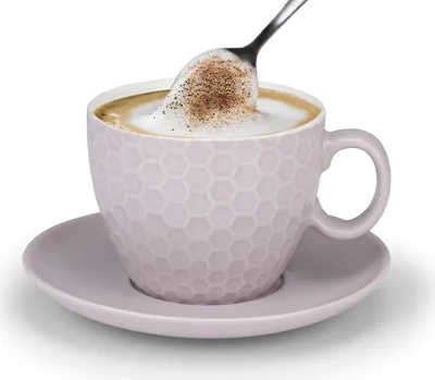 Produktbild von Cappuccino-Tassen Set 8 tlg., Keramik Tasse mit Untertasse, Volumen je 200 ml, grau