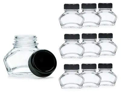 10 Klarglasflaschen 30 ml mit schwarzem Schraubverschluss
