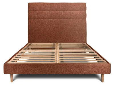 Obrázek produktu pro Postel s čalouněným čelem - látka bouclé - 150 x 190 cm