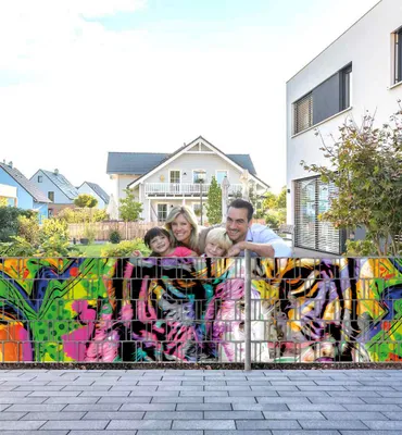 Produktbild von Sichtschutzstreifen Tiger Graffiti Sichtschutz Garten Zaun - Teil1 + Teil2 - 5 Streifen - 500x100cm