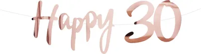 Produktbild von Oblique Unique Happy 30 Girlande Banner 1,5m Geburtstag Jubiläum Party Feier Deko - rose gold