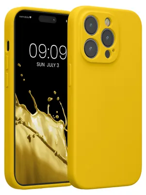Produktbild von kwmobile Hülle kompatibel mit Apple iPhone 14 Pro - Hülle Silikon gummiert - Handyhülle - Handy Case in Strahlend Gelb