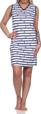 Obrázok produktu pre Dámska nočná košeľa bez rukávov v námorníckom vzhľade - aj vo veľkostiach plus ; navy , 36