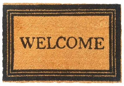 Produktbild von Relaxdays Fußmatte Kokos, WELCOME, 60x40cm, rutschfest, wetterfest, Fußabstreifer innen & außen, Türvorleger, mehrfarbig