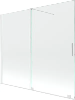 Produktbild von Mexen Velar 2-Flügel-Badewannenwand Regulierbare 180 x 150 cm, transparent, Weiß - 896-180-000-01-20
