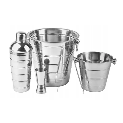Produktbild von Barset 5-teilig Edelstahl – Shaker, Eiseimer, Messbecher & Zange