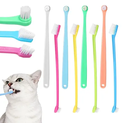 Produktbild von Set mit 8 Zahnbürsten für Haustiere, geeignet für Katzen und Hunde