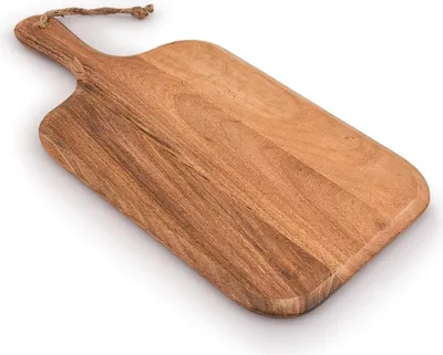 Produktbild von Holzschneidebrett für Fleisch, Käse, Brot, Gemüse und Obst mit Handgriff - 38,1 cm x 17,78 cm