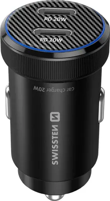 Produktbild von Swissten, Auto Ladegerät 20W Fast Charge 2x USB-C PD, Schwarz
