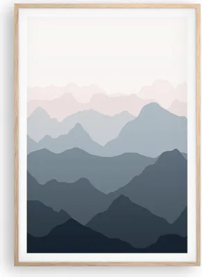 Produktbild von Gerahmtes Poster - Rahmen in heller Eiche - Berge Grafiken Buntstift - 70x100 cm - Wand Bild - Wanddeko - Wandbilder - Kunstposter - Wandposter - Bilderrahmen - Bilder - Kunstdruck - P2NPA70x100-4389