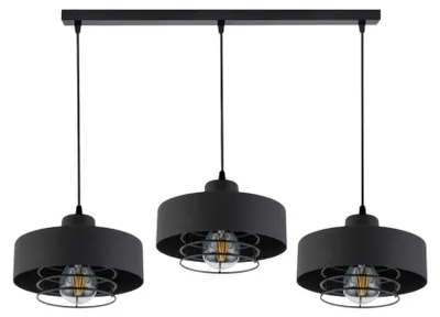 Produktbild von KAR-LIGHTING Pendelleuchte 3-flammig Schwarz, Metall für Esszimmer, Wohnzimmer, Küche – höhenverstellbar, E27-Fassung