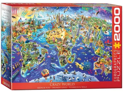 Immagine prodotto di Eurographics Puzzle Verrückte Welt, Weltkarte, 2000 Teile, 67.6 x 96.8 cm, 8220-5343