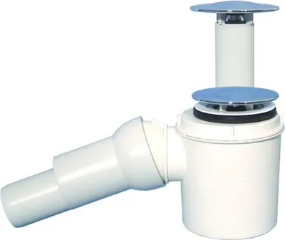 Produktbild von HL Hutterer & Lechner HL524 - Brausetassensiphon, DN50/40x6/4", waagrecht, mit herausziehbarem Standrohr, Kugelgelenkanschluss, Abdeckplatte chrom d 75mm, 1 Stk.