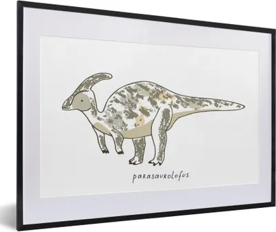Produktbild von MuchoWow® Gerahmtes Poster Kinderzimmer - Parasaurolofus - Dinosaurier - Jungen - Mädchen - Kind 60x40 cm - Poster mit Schwarzem Bilderrahmen Wandposter Rahmen Foto Bilder - Schlafzimmer - Plakat in Rahmen - Drucken