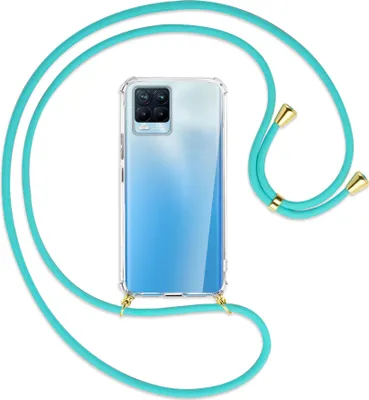 Produktbild von Handykette Backcover-Schutzhülle mit Band (Metall goldfarben) für Realme 8, Realme 8 Pro (6.4) - türkis