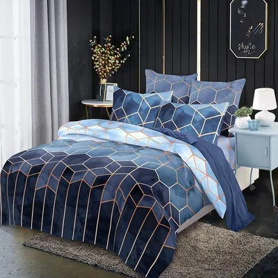 Imagen del producto de Juego de sábanas de microfibra Unyqoos® de 3 piezas, 200 x 200 cm, 2 fundas de almohada de 80 x 80 cm – diseño geométrico reversible, cierre con cremallera invisible