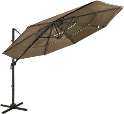 Image de The Living Store Parasol avec mât en aluminium 4 couches Taupe 3x3 m