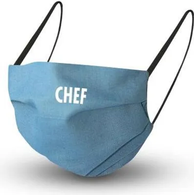 Produktbild von Design Maske in BLAU mit en Innenvlies - mit Print - CHEF - 15877 + Gratiszugabe