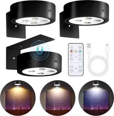 Obrázek produktu pro Sada LED osvětlení pro umělecká díla s dálkovým ovládáním, 3 barvy, s možností stmívání, pro obrazy, portréty a rámečky