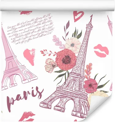 Produktbild von 10m VLIES TAPETE Rolle Paris Stadt Eiffelturm Blumen Aufschriften XXL