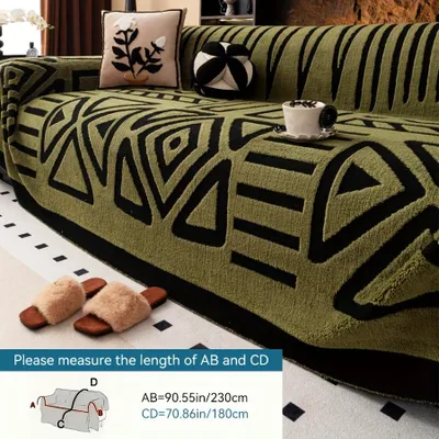 Immagine prodotto di 180x230cm verde forma geometrica divano asciugamani, copridivano 1/2/3/4 posti divano spesso velluto elastico antiscivolo copridivano protezione mobili, copridivano.