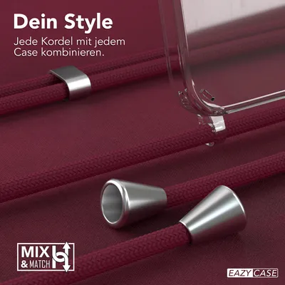 Produktbild von EAZY CASE Handykette kompatibel mit Samsung Galaxy S21 FE 5G Kette, Handyhülle mit Umhängeband, Handykordel, Schutzhülle, Kette, Silikonhülle, Silikon Cover, Schwarz / Rosé