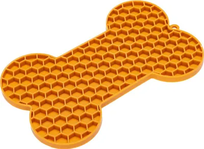 Produktbild von Beeztees Leckmatte Knochen aus Silikon orange