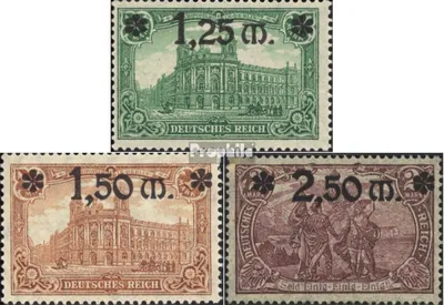 Produktbild von Briefmarken Deutsches Reich 1920 Mi 116-118 (kompl.Ausg.) mit Falz Markwerte mit Aufdruck der neuen Werte
