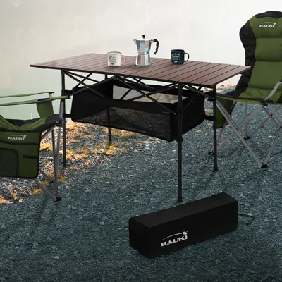 Produktbild von Hauki Campingtisch faltbar, 118x55x64,5 cm, Braun, Klapptisch aus Aluminium