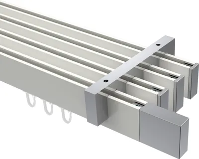 Produktbild von Interdeco Innenlaufstange / Gardinenstange mit Innenlauf Weiß / Chrom, Typ Smartline Lox (Quader), 14x35 mm 4-läufig, 100 cm