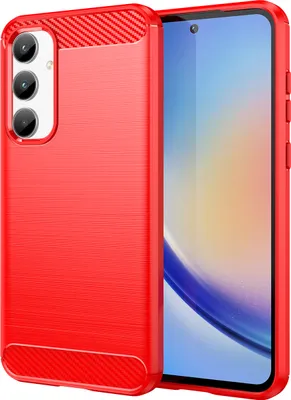 Produktbild von Hülle für Samsung Galaxy A35 Carbon-Faser Weich TPU Silikon Stoßfest Handyhülle Rot