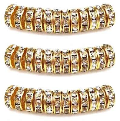 Immagine prodotto di Collana con perline rotonde in strass da 6 mm, accessori per gioielli, oro/bianco
