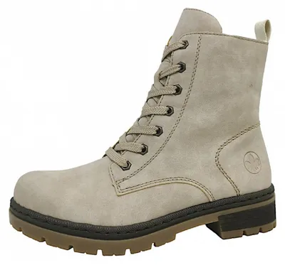 Image de Chaussures de randonnée pour femmes Rieker, bottines à lacets, couleur beige, style décontracté
