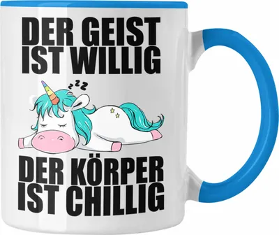 Produktbild von Trendation - Lustiger Einhorn Spruch Tasse Einhorn Mitarbeiterin Arbeitskollge Geschenk (Blau)