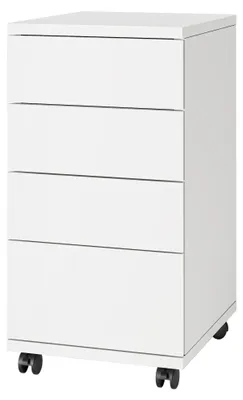 Obrázek produktu pro Kolečkový kontejner – kartotéka se 4 zásuvkami – pod stůl – dřevo – s kolečky – 39 x 33 x 63,5 cm – bílá