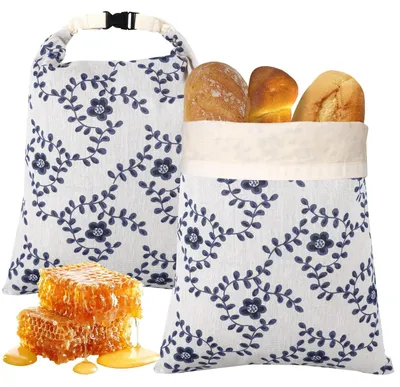 Produktbild von Bienenwachs-Brotbeutel – Wiederverwendbare Beutel für Brot und Gemüse – Blau, 2 Stück