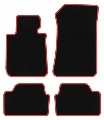 Image de Tapis de sol en moquette pour BMW 1 E87 2004-2011 (à hayon) – jeu 4 pièces, noir/rouge, sur mesure – Wielganizator CARLUX