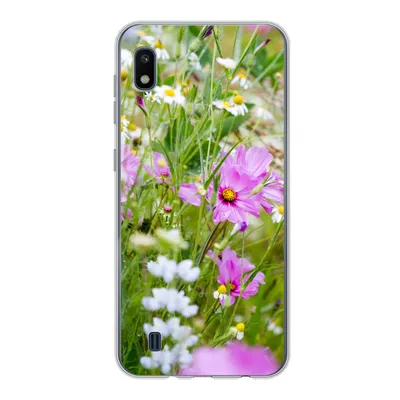 Produktbild von MuchoWow® Handyhülle Schutzhülle Hülle für Samsung Galaxy A10 Blumen - Natur - Grün - Gras - Lila - Weiß Silikon Softcase Handy Hülle - Schutzhülle