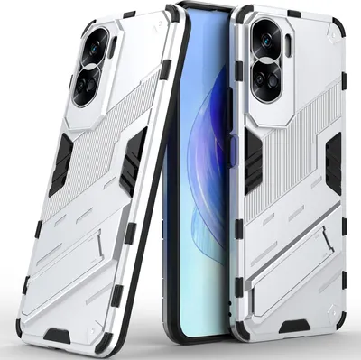 Produktbild von Armor Hülle für Honor 90 Lite 5G, Hybrid PC TPU Bumper Stoßfestes Schutzhülle mit Standfunktion Orange