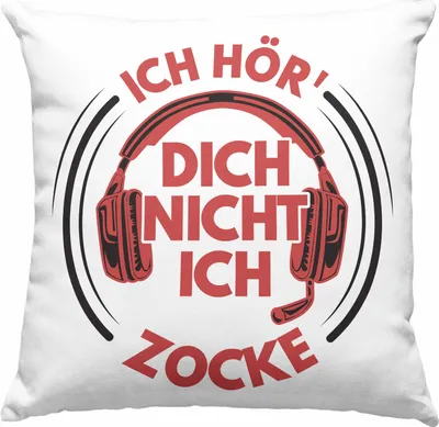 Produktbild von Trendation - Zocker Deko-Kissen mit Füllung 40x40 Geschenk Ich Höre Dich Nicht Ich Zocke Gamer Geschenkidee Lustiger Spruch Gaming (Grau)